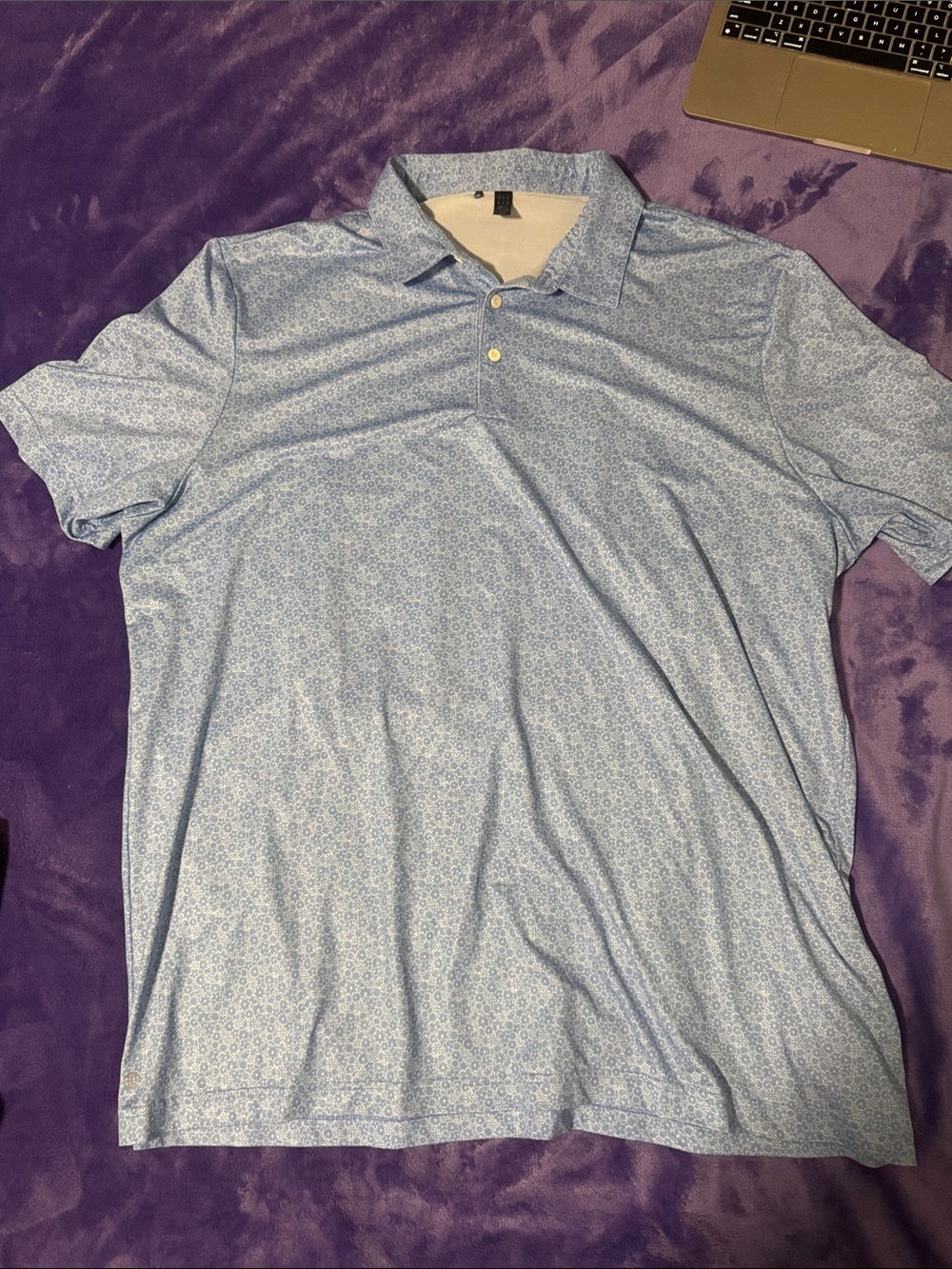 adidas Light Blue Micro-Pattern Polo Shirt